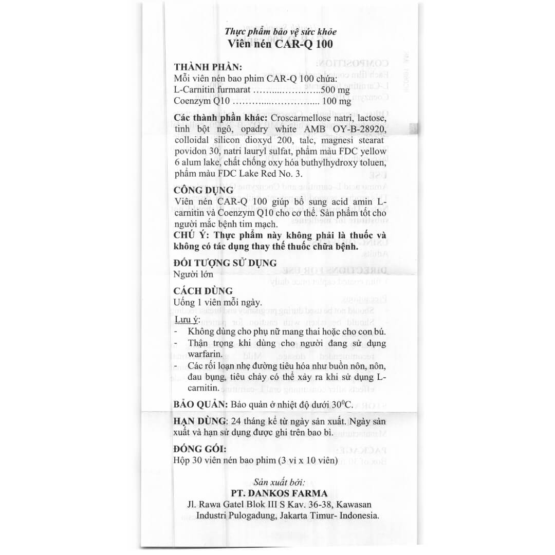 CarQ 100 tăng cường sức khỏe tim mạch Pharmart.vn