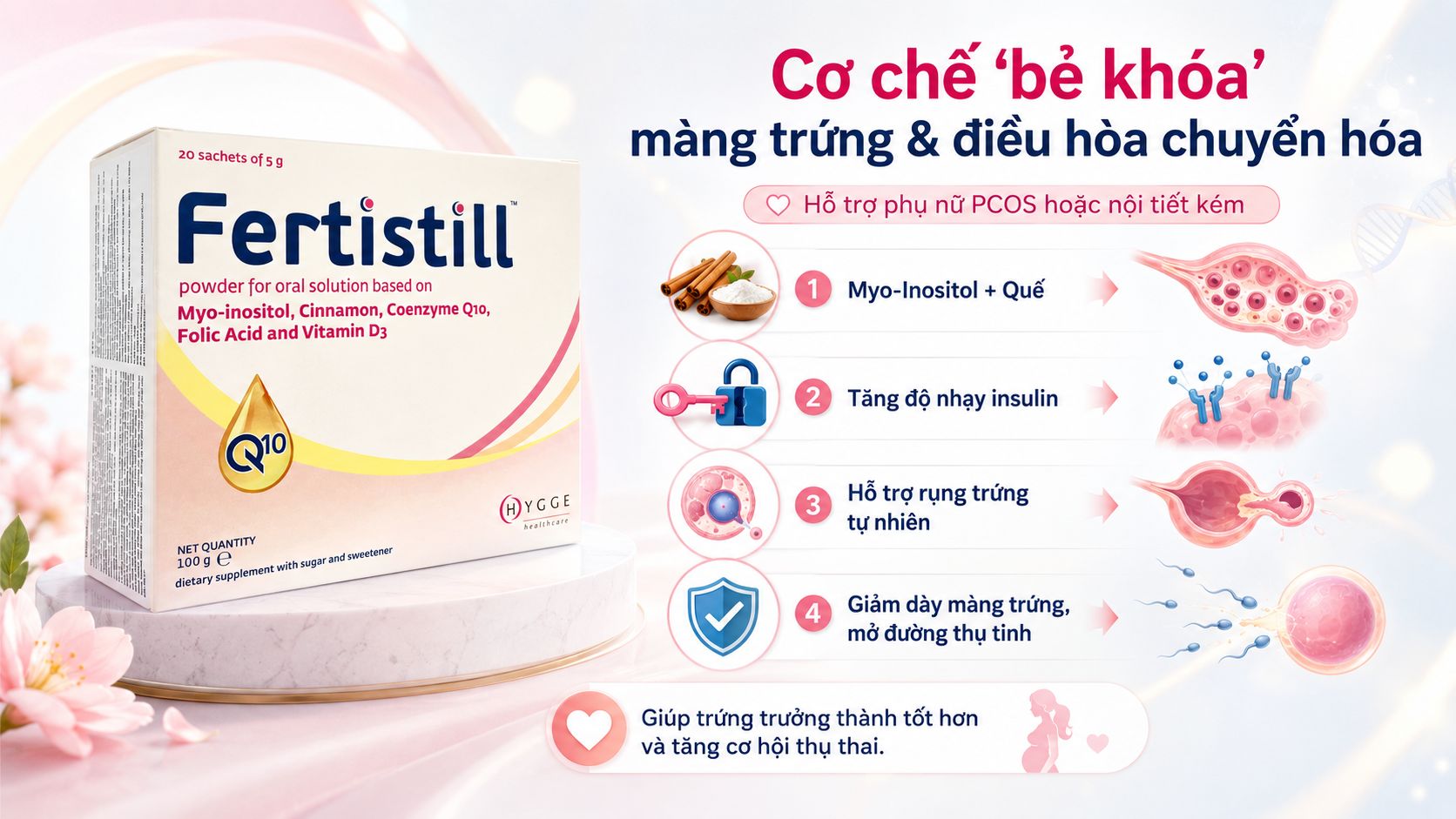Fertistill hỗ trợ tăng khả năng thụ thai th&agrave;nh c&ocirc;ng