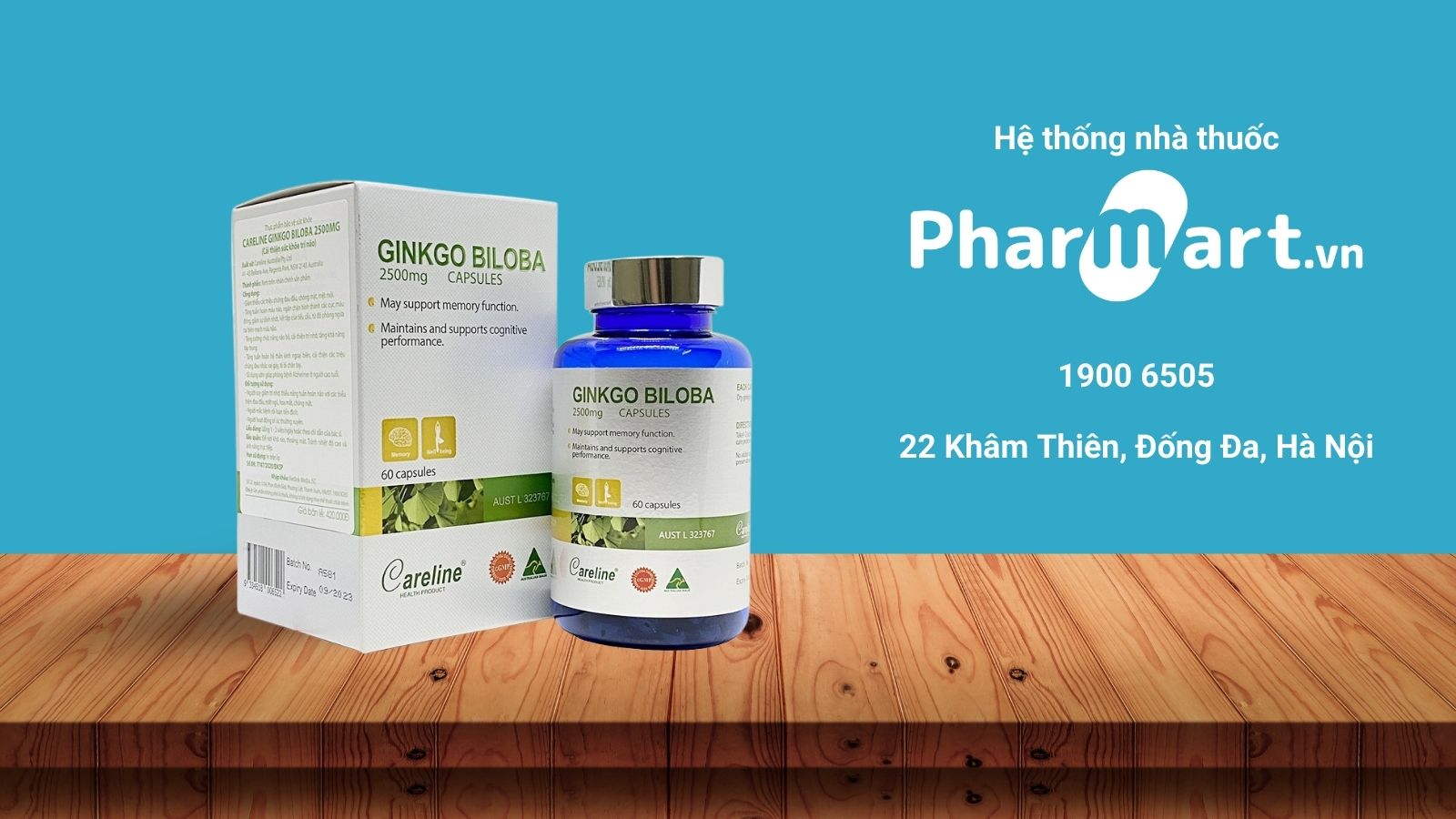 Pharmart.vn phân phối viên bổ não Ginkgo Careline chính hãng và đảm bảo chất lượng.