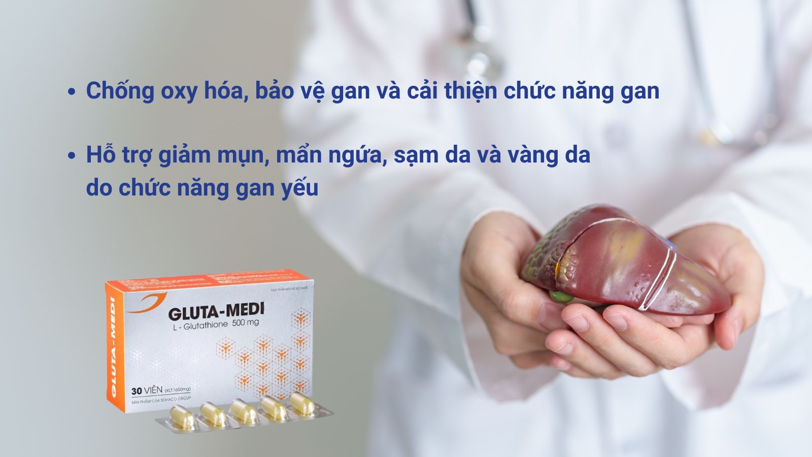 Gluta-Medi giúp tăng cường bảo vệ và cải thiện chức năng gan