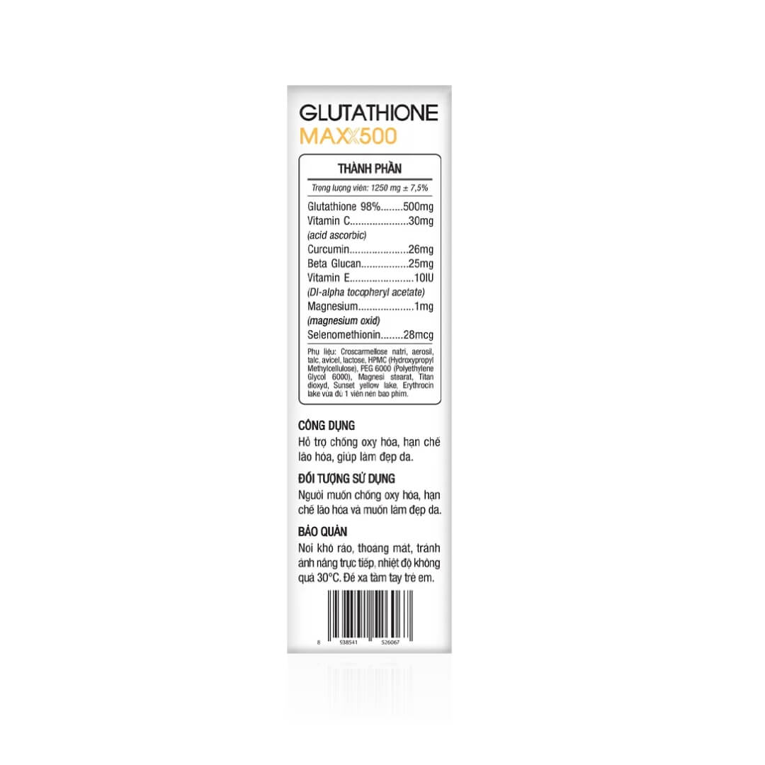 thành phần glutathione Glutathione Maxx 500