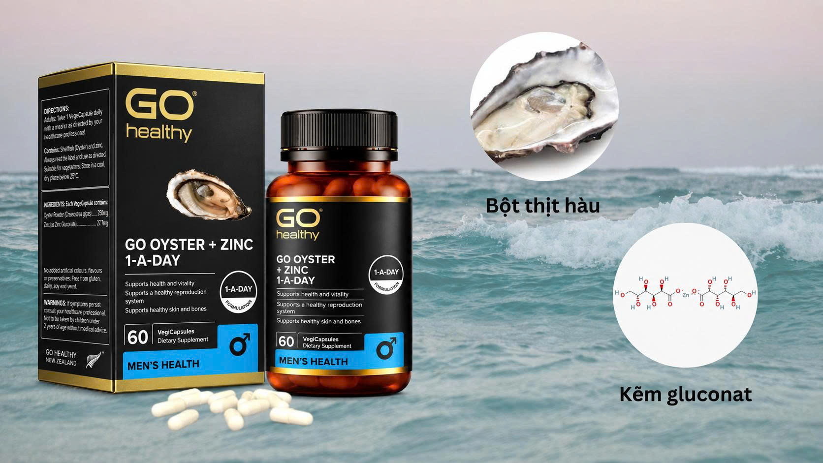 Thành phần chính của viên uống Go Oyster Plus Zinc 1-A-Day
