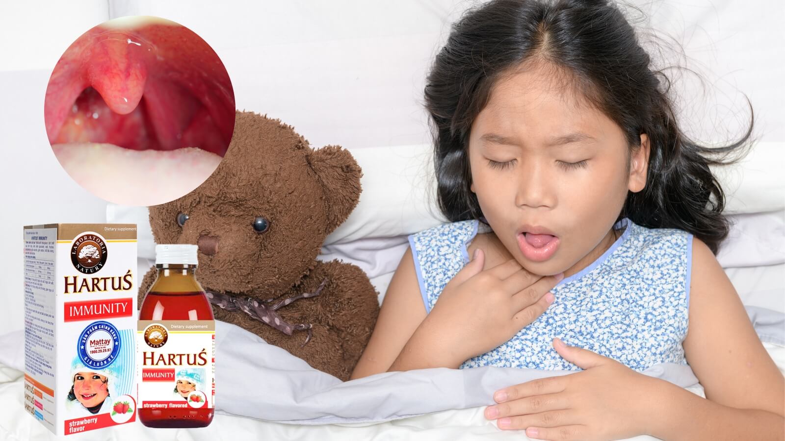 Hartus Immunity  hỗ trợ ngăn ngừa vi khuẩn tấn công gây nên cảm cúm và viêm họng ở trẻ.