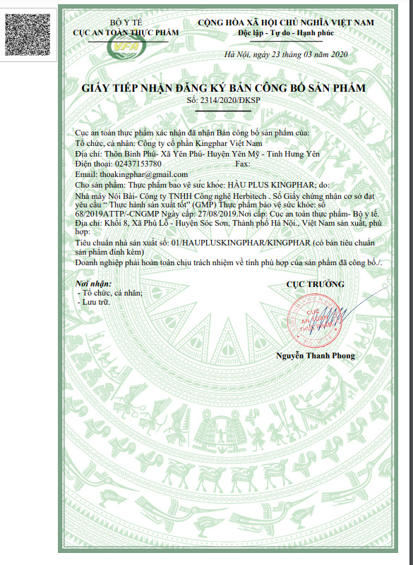 Giấy ph&eacute;p đăng k&yacute; sản phẩm