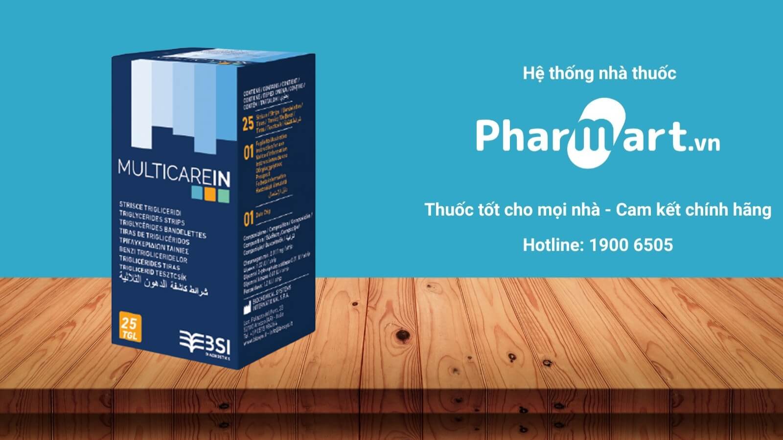 Hộp 25 que thử đường huyết MULTICAREIN được phân phối chính hãng tại Pharmart