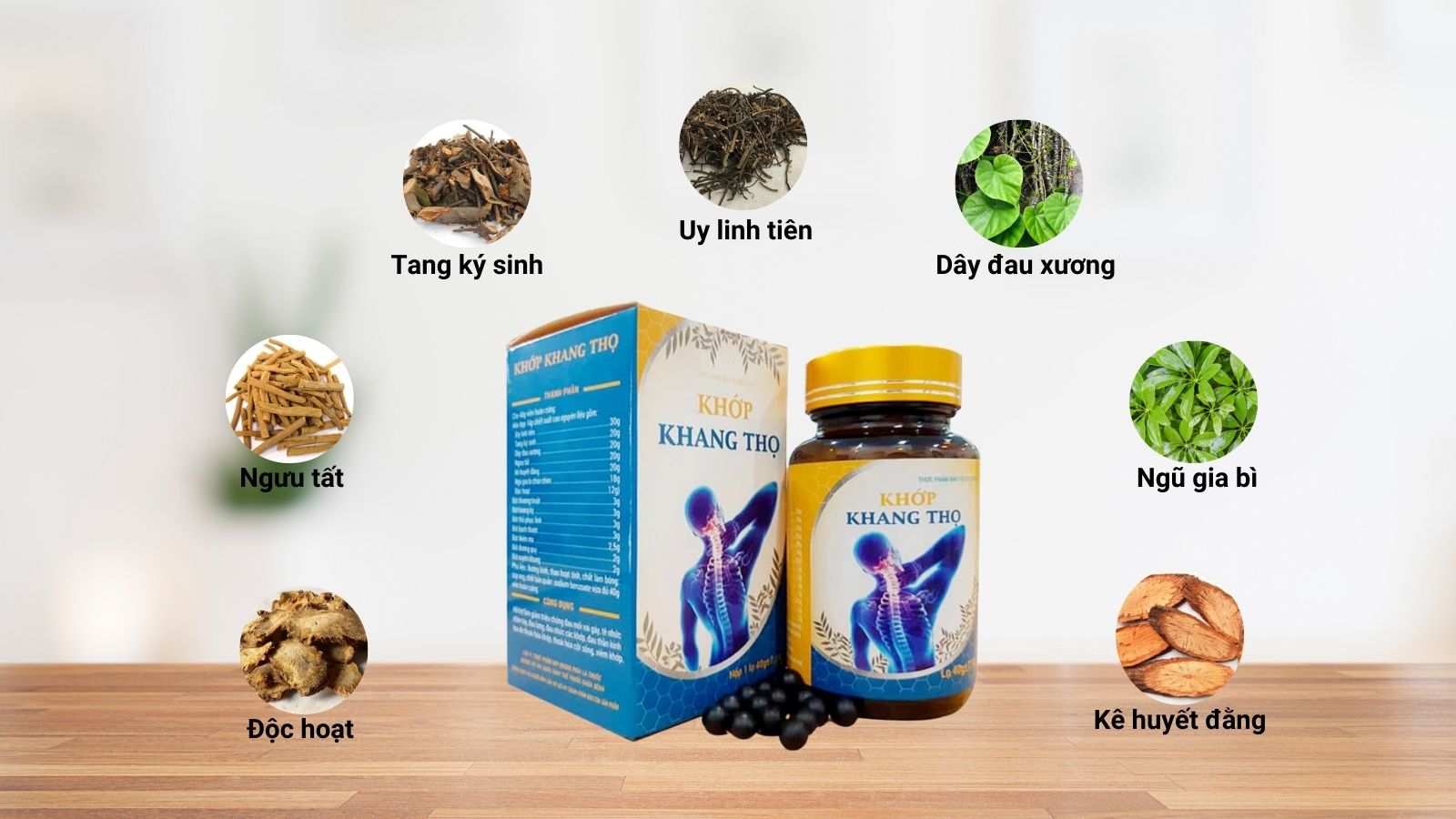 Khớp Khang Thọ kết hợp nhiều dược liệu quen thuộc tốt cho xương khớp