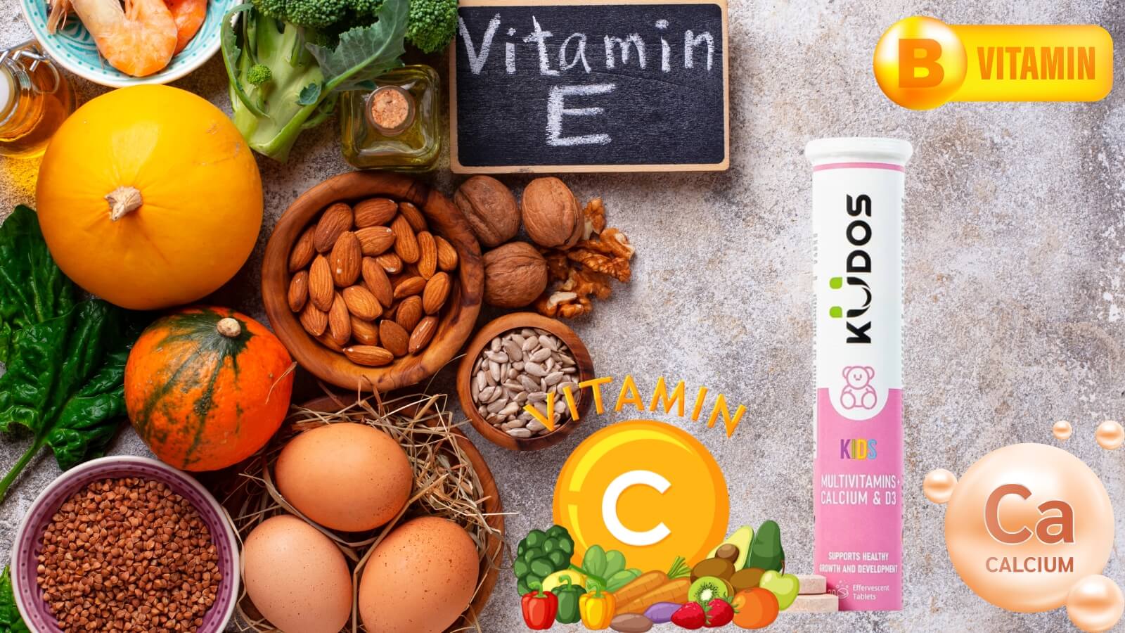 Kudos Kids chứa nhiều thành phần vitamin và khoáng chất