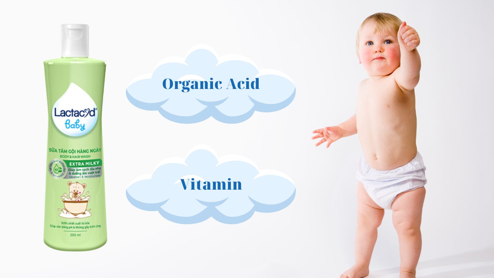 Thành phần chính của Lactacyd Baby Extra Milky 250ml