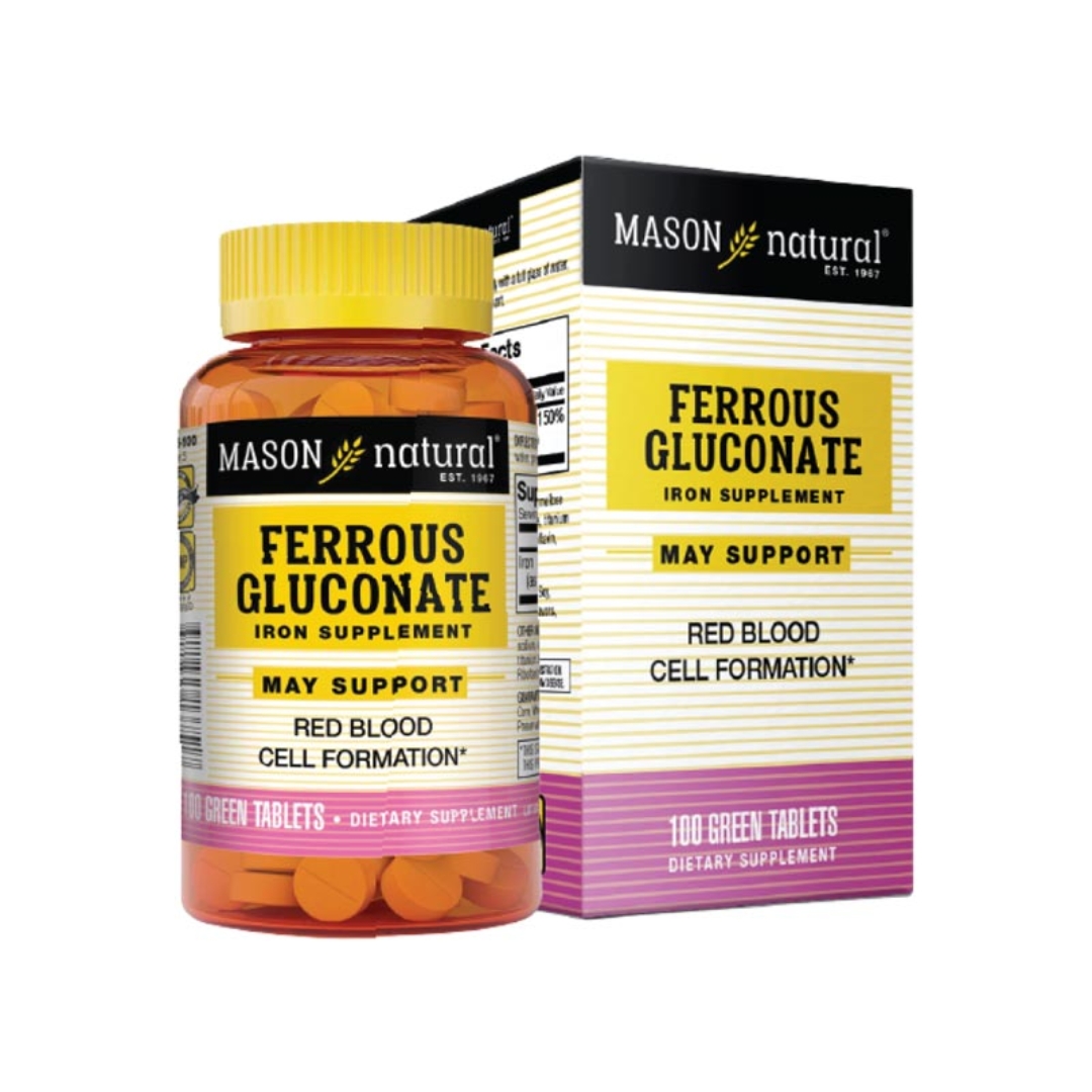 Mason Natural Ferrous Gluconate Bổ sung sắt hữu cơ tạo hồng cầu