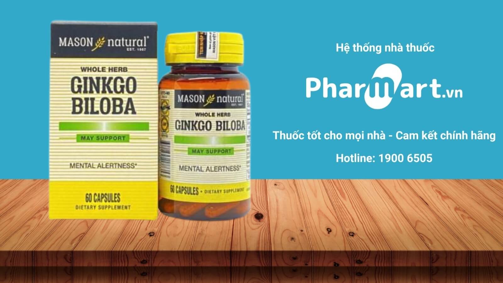 Viên uống bổ não Mason Natural Ginkgo Biloba hiện đang được phân phối chính hãng tại hệ thống Nhà thuốc Pharmart.vn