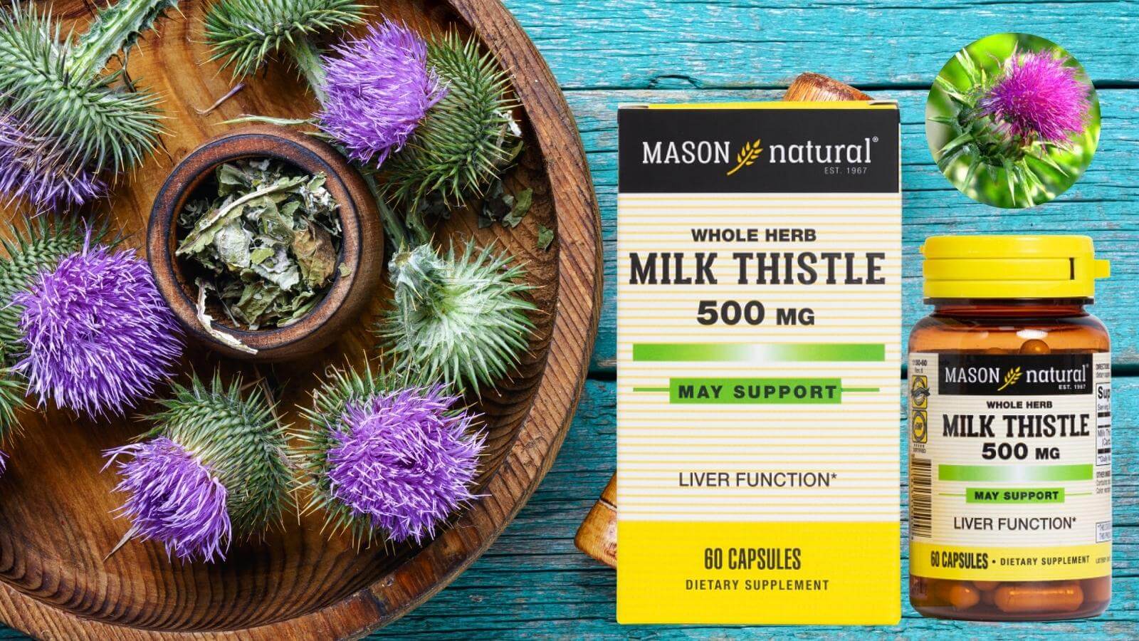 Viên uống Mason Natural Milk Thistle 500mg giúp giải độc, mát gan