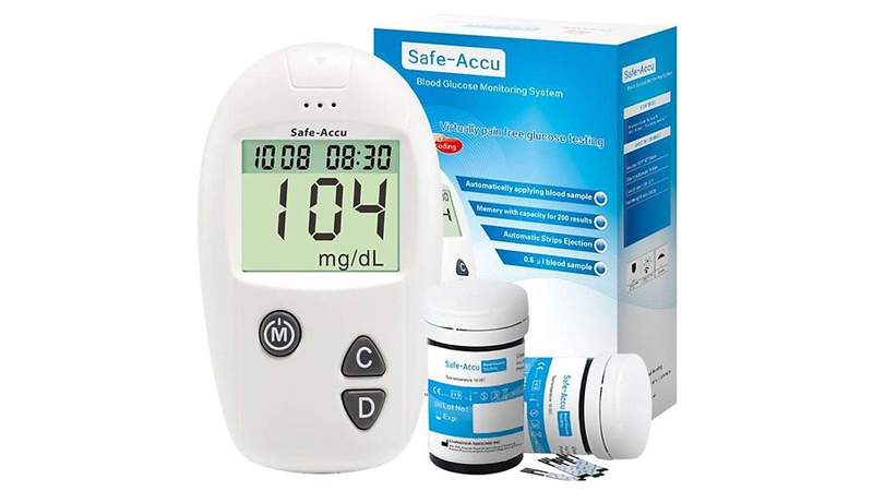 Máy đo đường huyết Sinocare Safe-Accu - Tặng bút lấy máu, 50 kim, 50 que thử