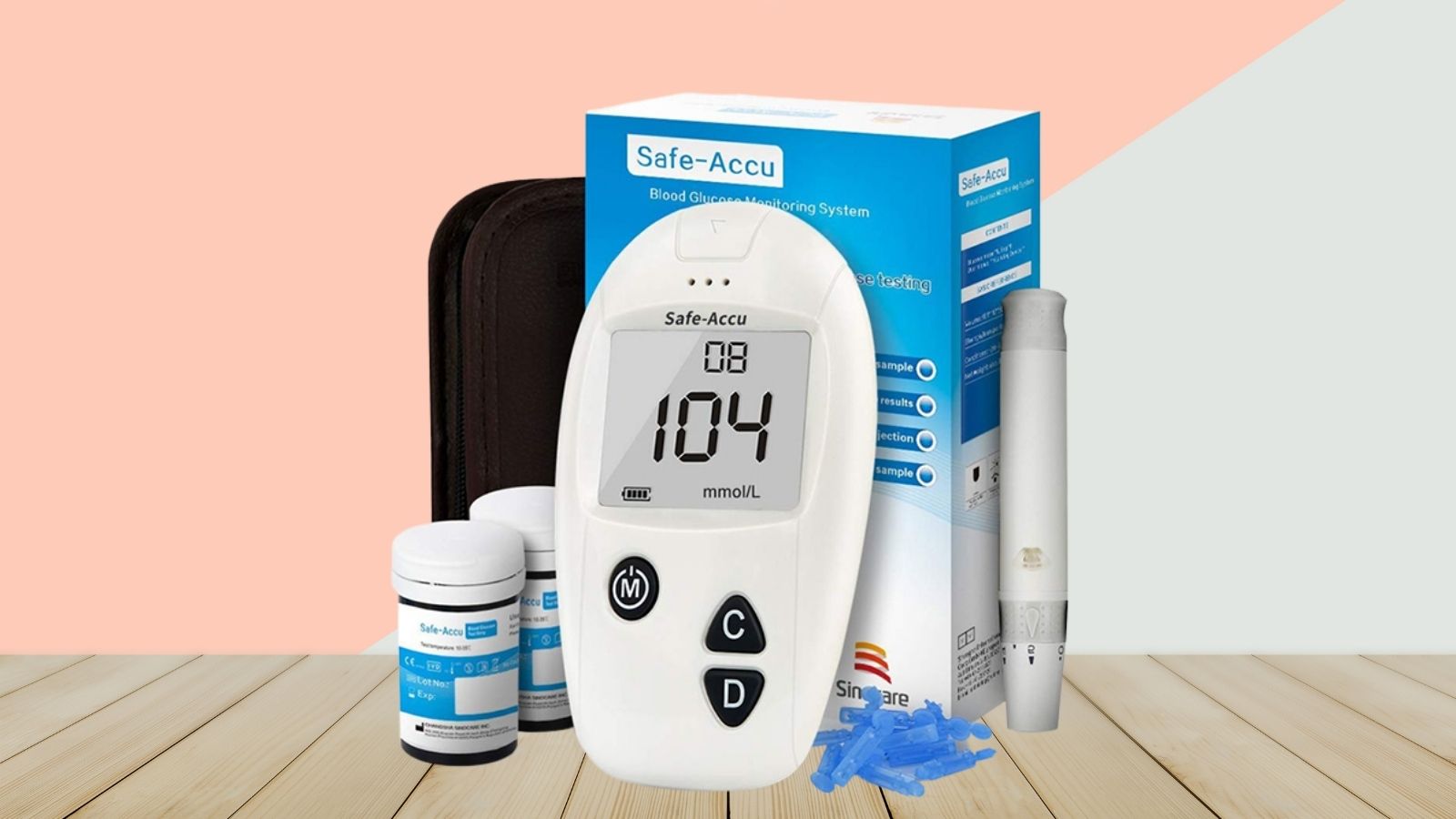 Máy Sinocare Safe-Accu dùng để theo dõi chỉ số đường huyết