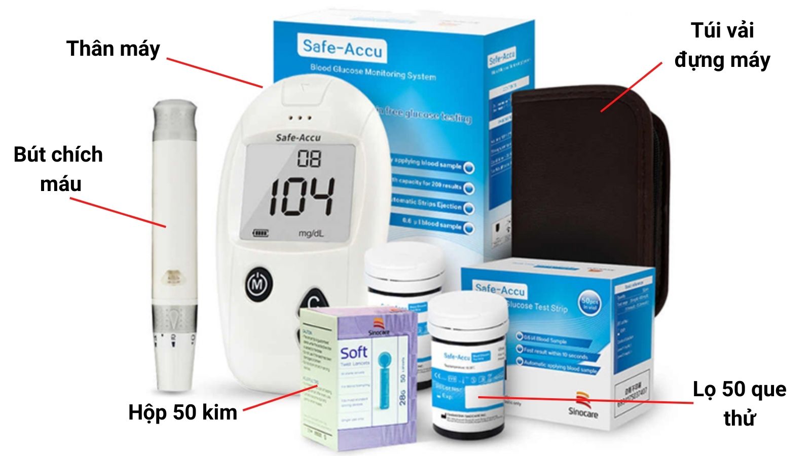 Bộ phận đi kèm máy đo đường huyết Sinocare Safe-Accu