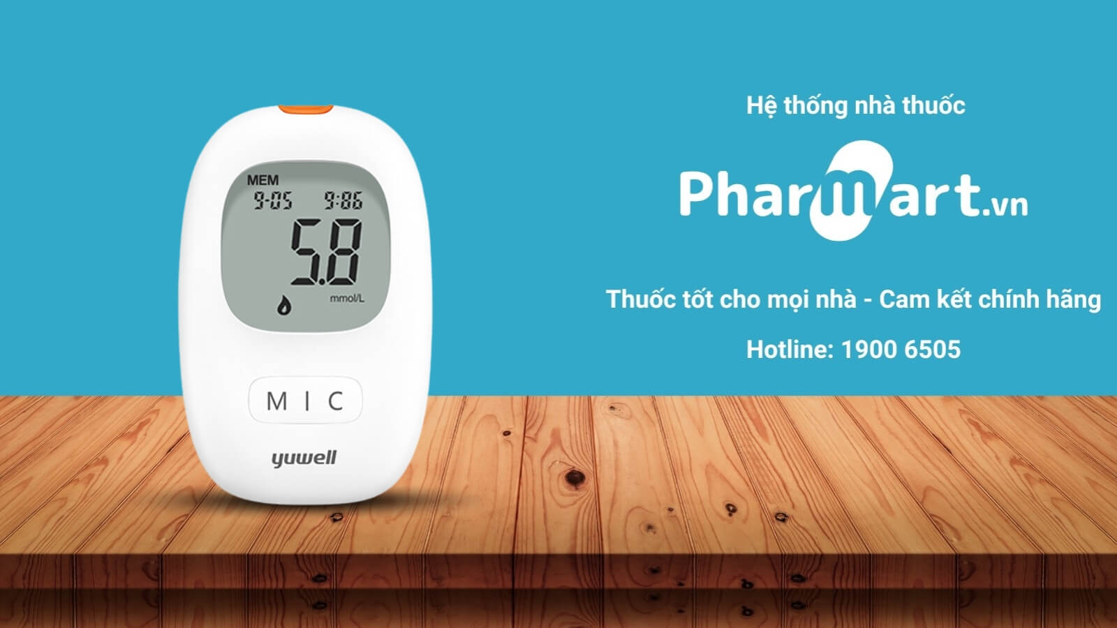Pharmart cam kết cung cấp máy đo đường huyết Yuwell Accusure 710 chính hãng