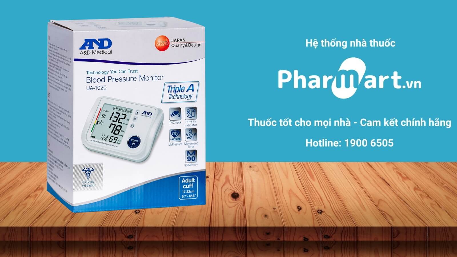 Máy đo huyết áp AND UA-1020 phân phối chính hãng tại Pharmart.vn
