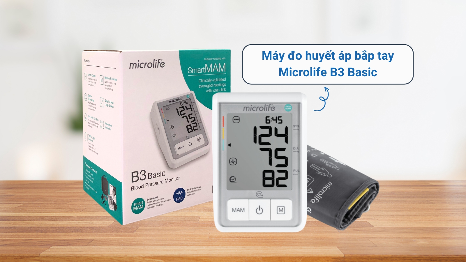 Hộp và thân máy đo huyết áp Microlife B3 Basic