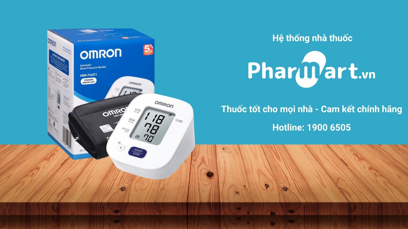 Máy đo huyết áp Omron HEM 7142-T1 được phân phối chính hãng tại nhà thuốc Pharmart