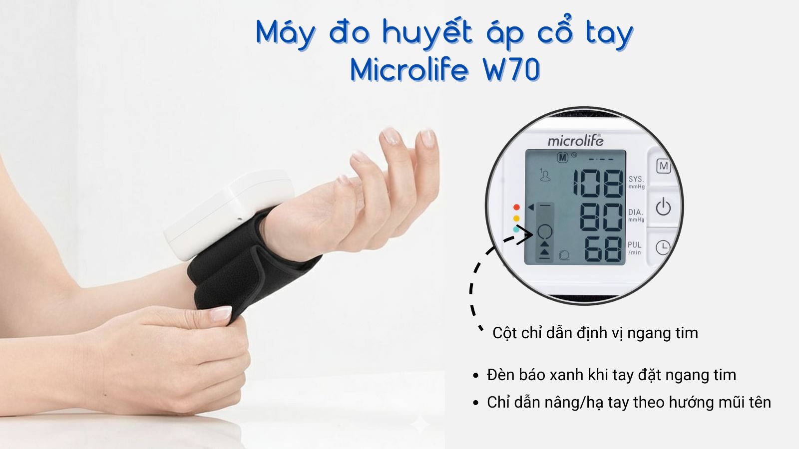 Định vị ngang tim chỉ dẫn người dùng đặt tay đúng