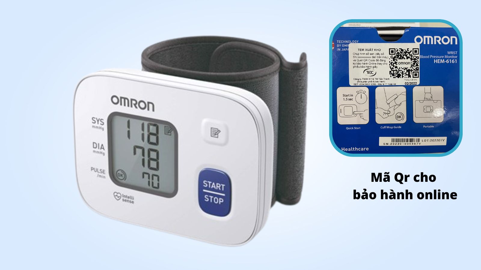Tem bảo hành online của máy đo huyết áp Omron Hem 6161