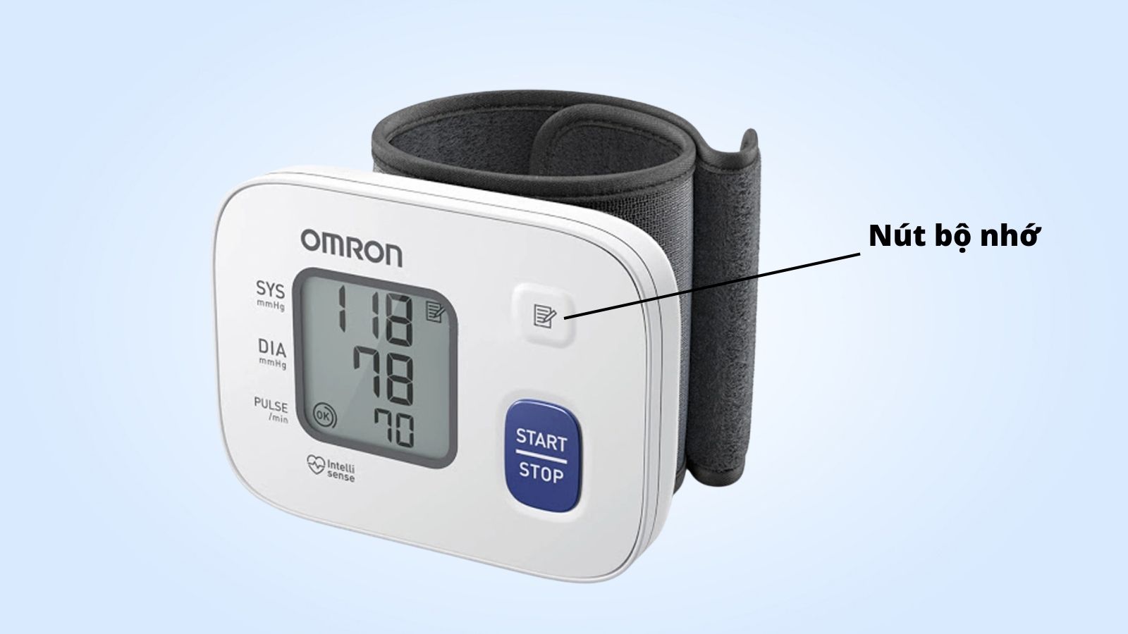 Máy đo huyết áp cổ tay Omron HEM 6161 có thể lưu trữ được kết quả đo