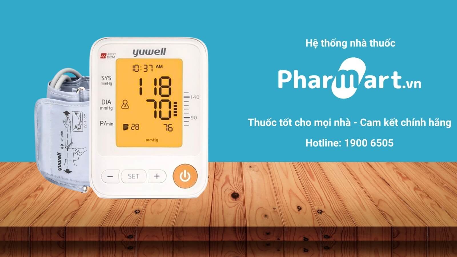 Máy đo huyết áp Yuwell YE650D được phân phối chính hãng tại Pharmart