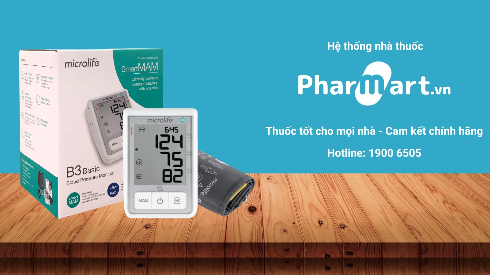 Mua ngay máy đo huyết áp Microlife B3 Basic tại Pharmart.vn