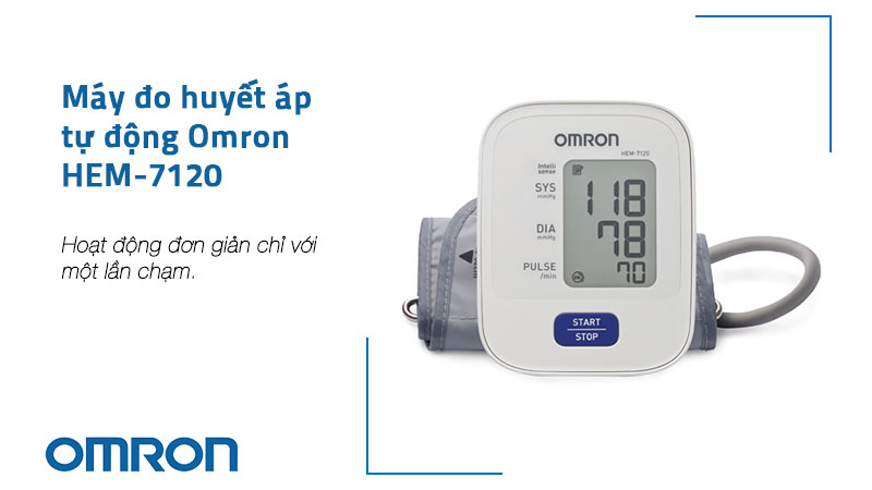 Máy đo huyết áp Omron HEM-7120 hoạt động chỉ với 1 nút nhấn