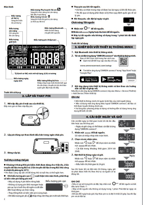 Trước khi sử dụng cần lắp pin, kết nối với thiết bị di động và cài đặt ngày giờ