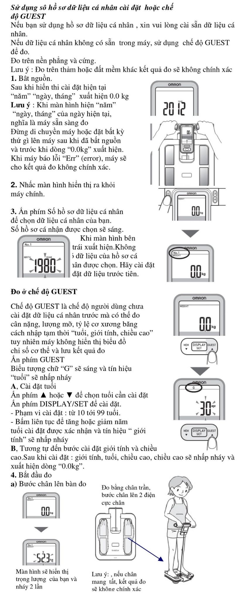 Sử dụng Máy đo thành phần cơ thể Omron HBF-375