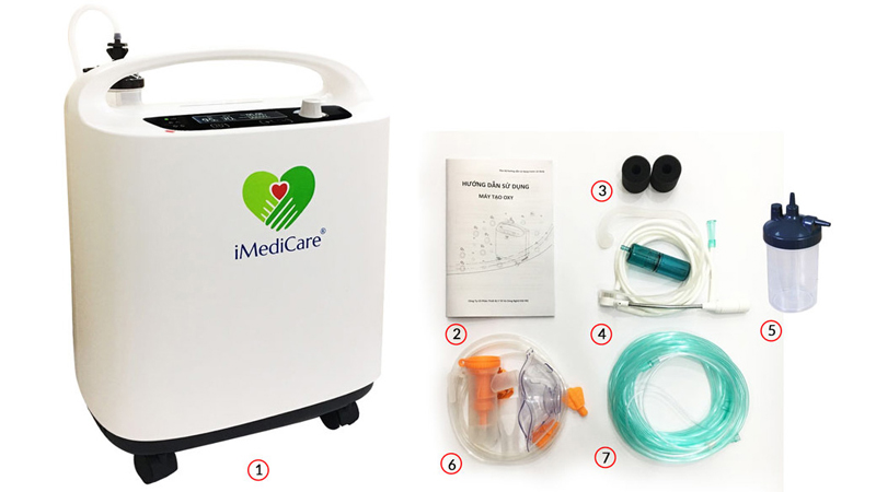 Phụ kiện đi kèm máy tạo oxy iMediCare OC-5LS 5 lít