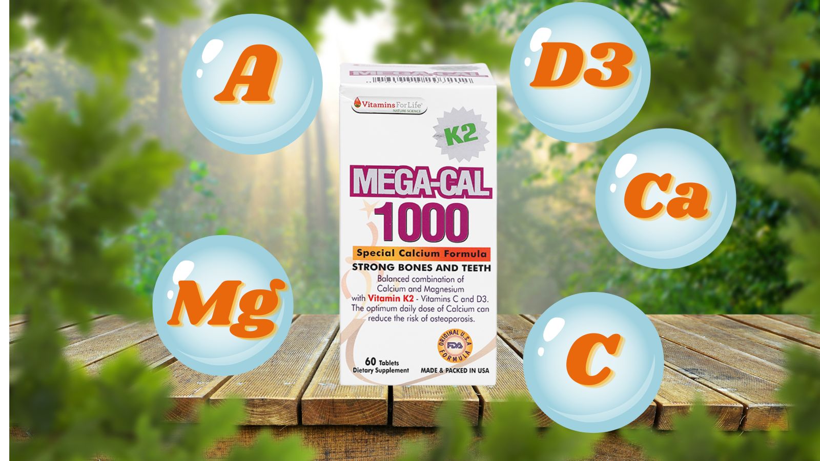 Viên uống Mega K2 thành phần chứa các vitamin và khoáng chất tốt cho cơ thể