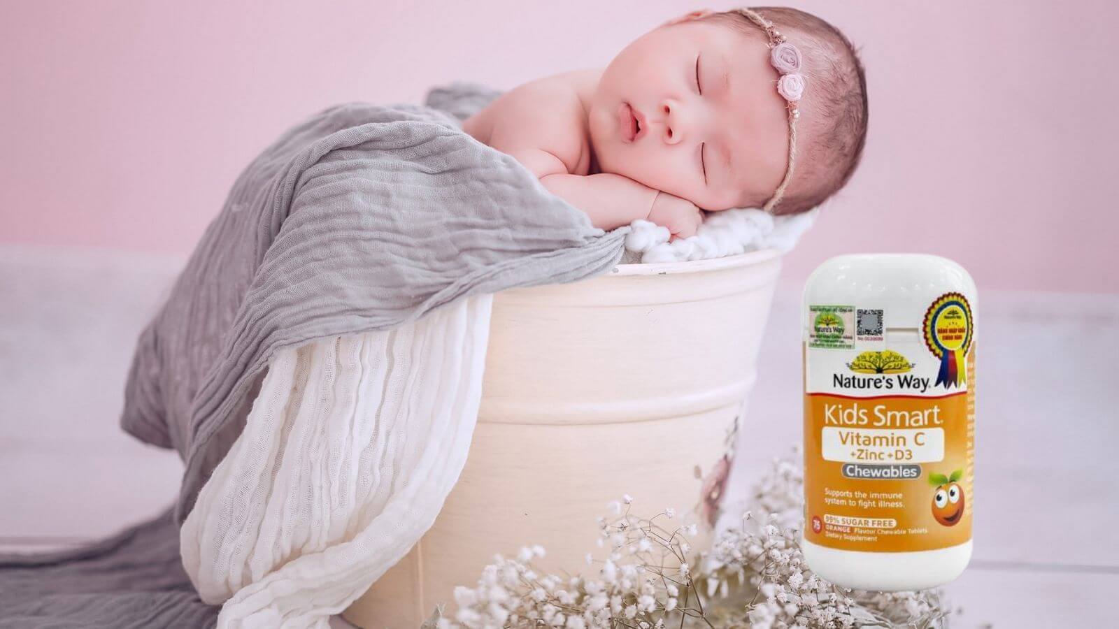 Nature’s Way Kids Smart Vitamin C + Zinc + D3 Chewable - Hỗ trợ bổ sung Vitamin C, Vitamin D3 và Kẽm