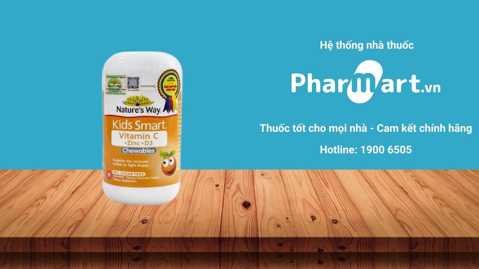 Nature’s Way Kids Smart Vitamin C + Zinc + D3 Chewable chính hãng