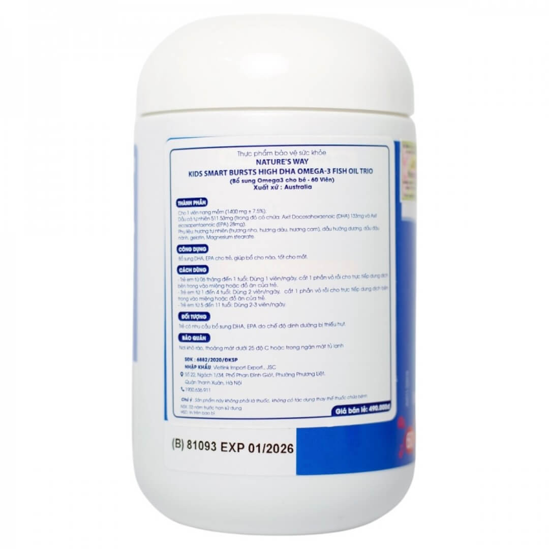 Nature's Way Omega3 Fish Oil Trio Bổ sung Omega 3 cho bé Pharmart.vn