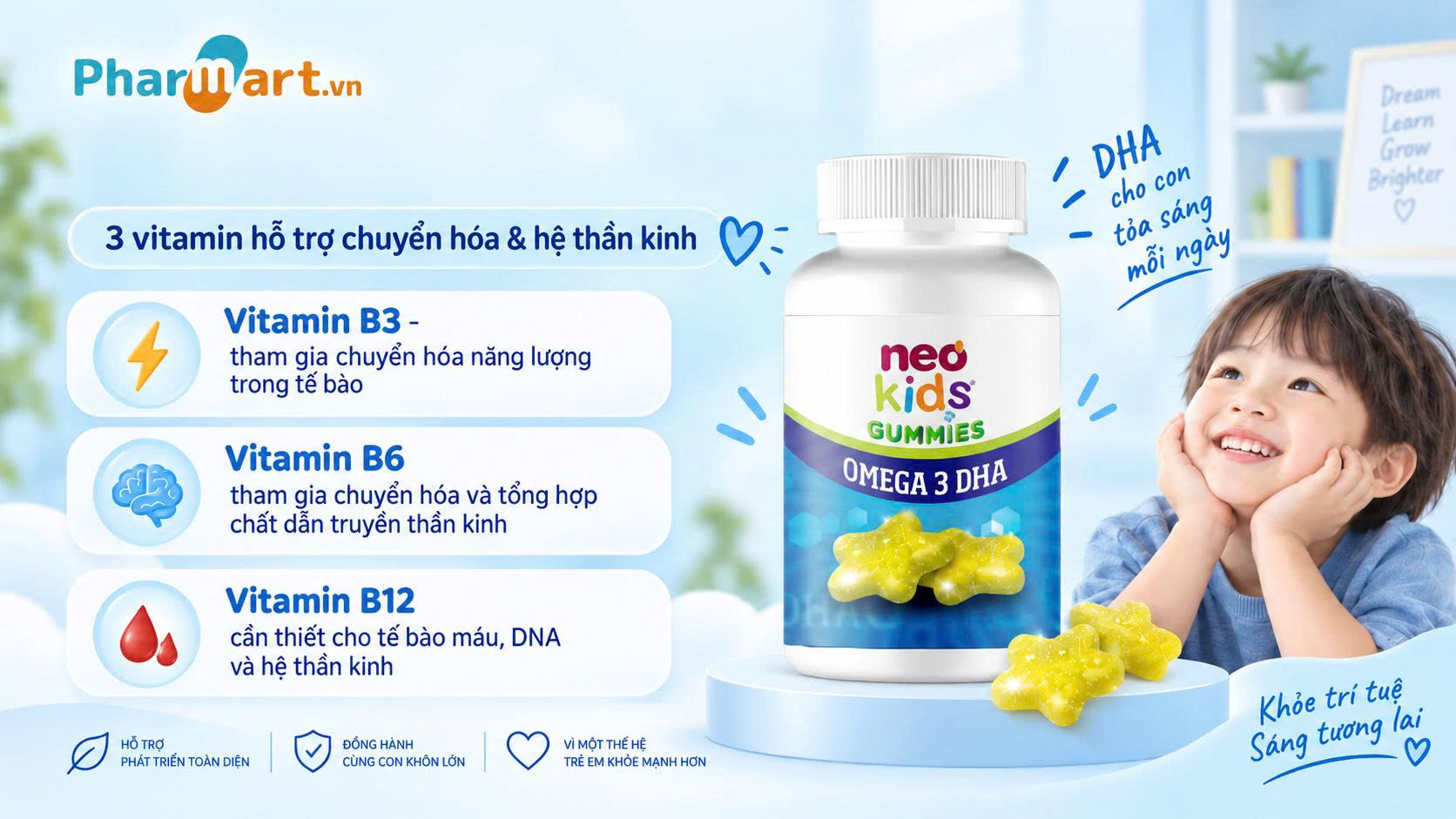 Vitamin nh&oacute;m B hỗ trợ chuyển h&oacute;a v&agrave; hệ thần kinh cho trẻ nhỏ