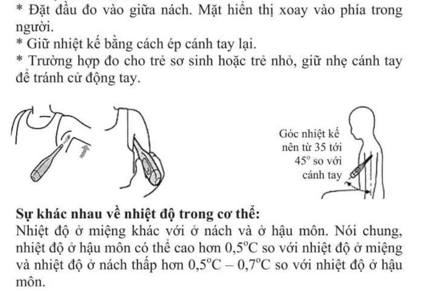 sử dụng Nhiệt kế điện tử Omron MC-246 ở nách 