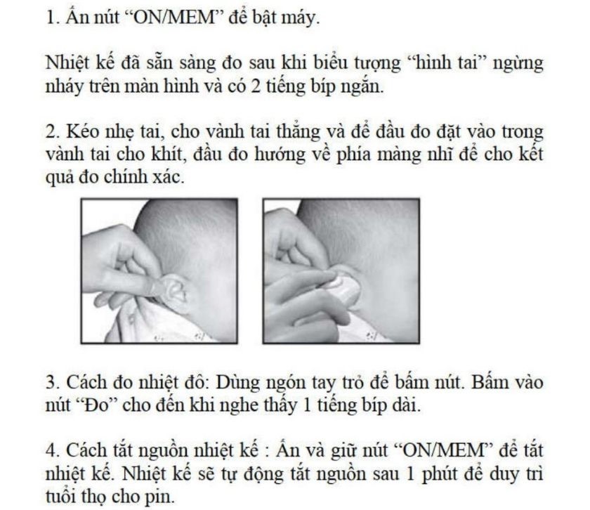 Cách đo bằng Nhiệt kế đo tai Omron TH-839S