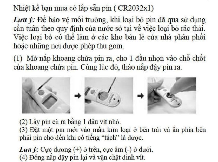 cách thay pin Nhiệt kế đo tai Omron TH-839S