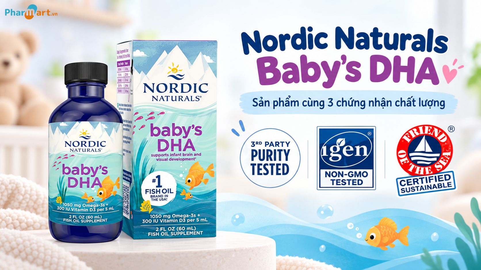Nordic Naturals Baby's Dha đạt nhiều chứng nhận quốc tế về chất lượng