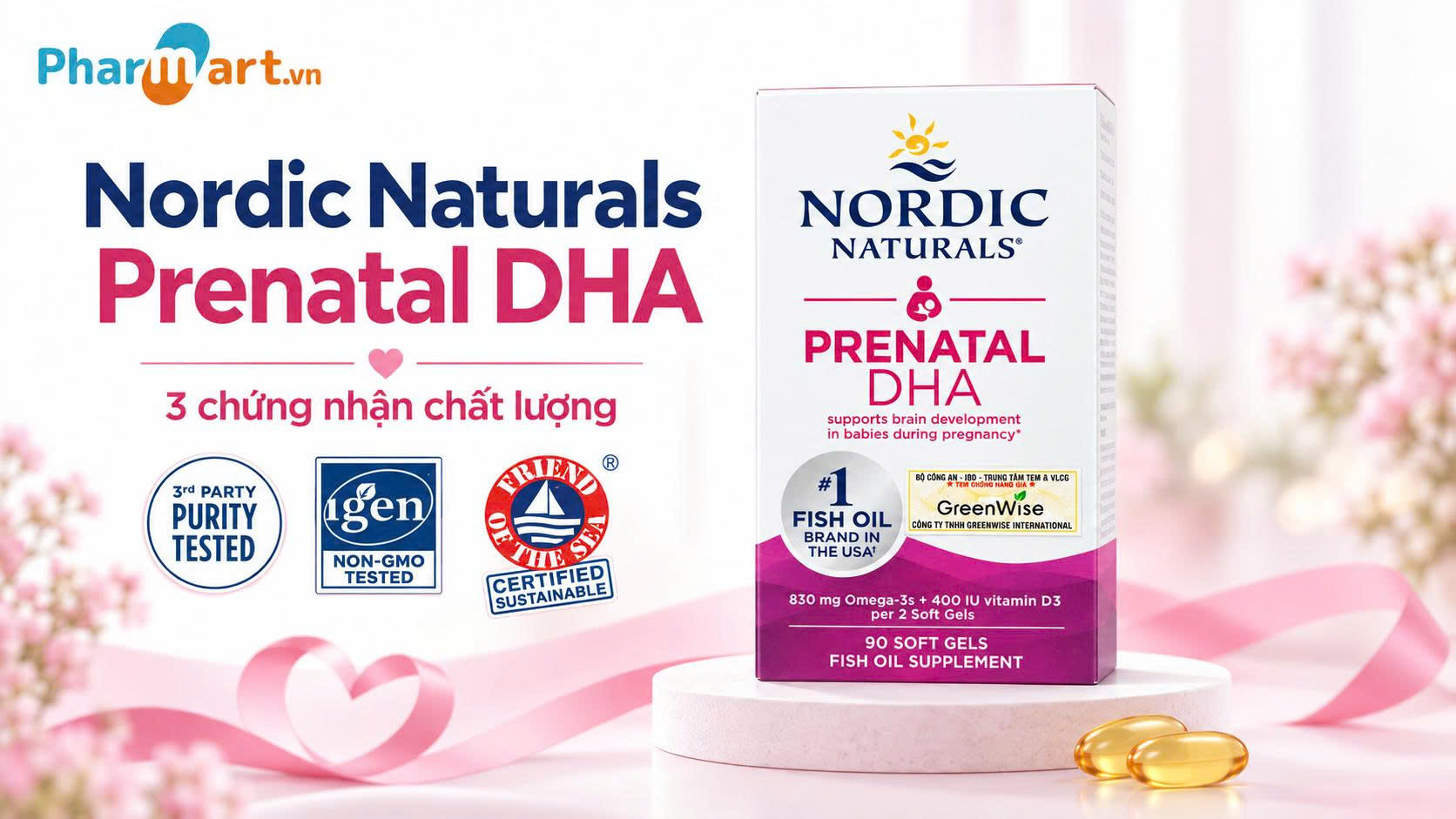 Chứng nhận chất lượng m&agrave; Nordic Nature Prenatal DHA đạt được