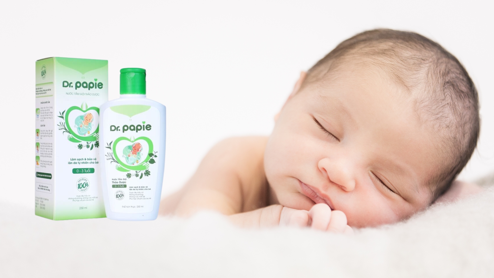 Nước tắm gội cho bé Dr Papie - Bảo vệ trẻ Việt ngay từ khi chào đời