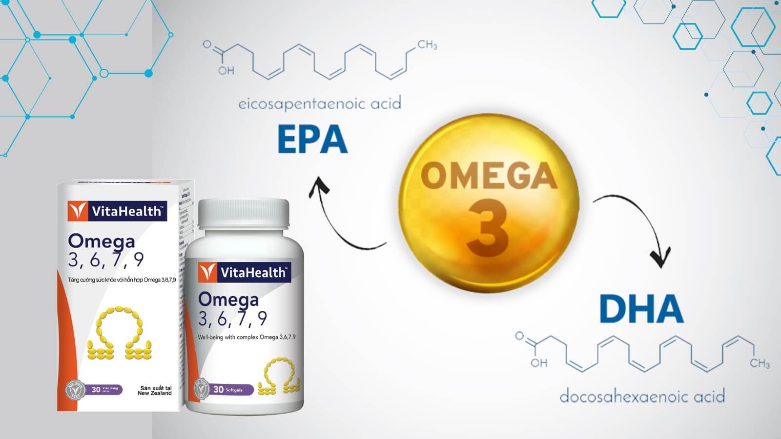 Omega 3,6,7,9 cung cấp dầu cá giàu DHA và EPA