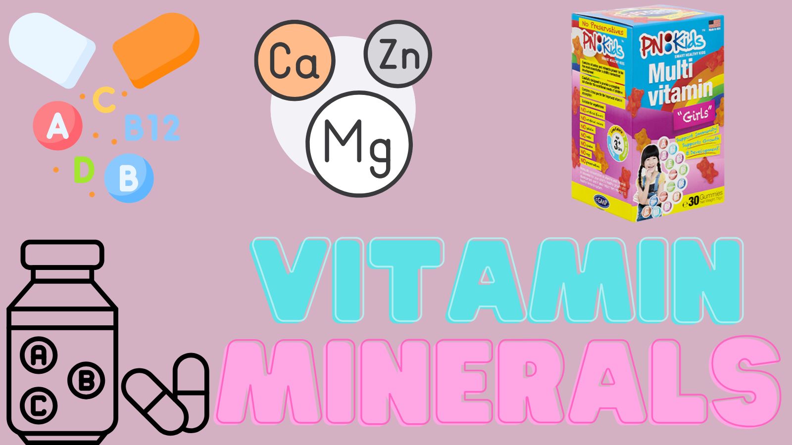 Thành phần của viên nhai PN Kids Multi Vitamin + Minerals