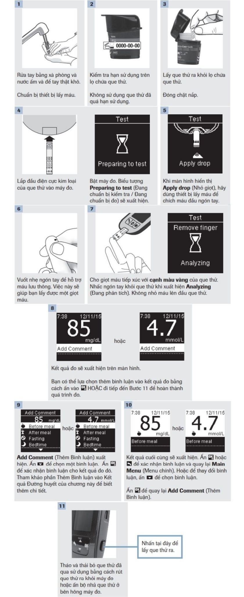 huong dan su dung que thu duong huye va may do duong huyet accu chek guide