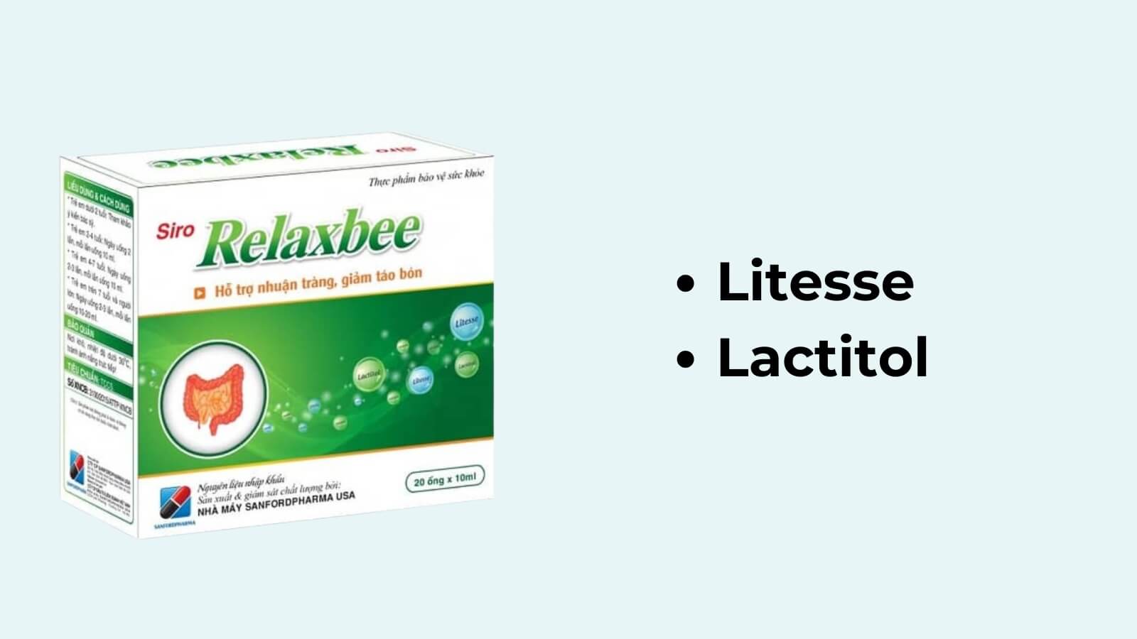 Thảnh phần chính có trong Relaxbee gồm Litesse và Lactitol