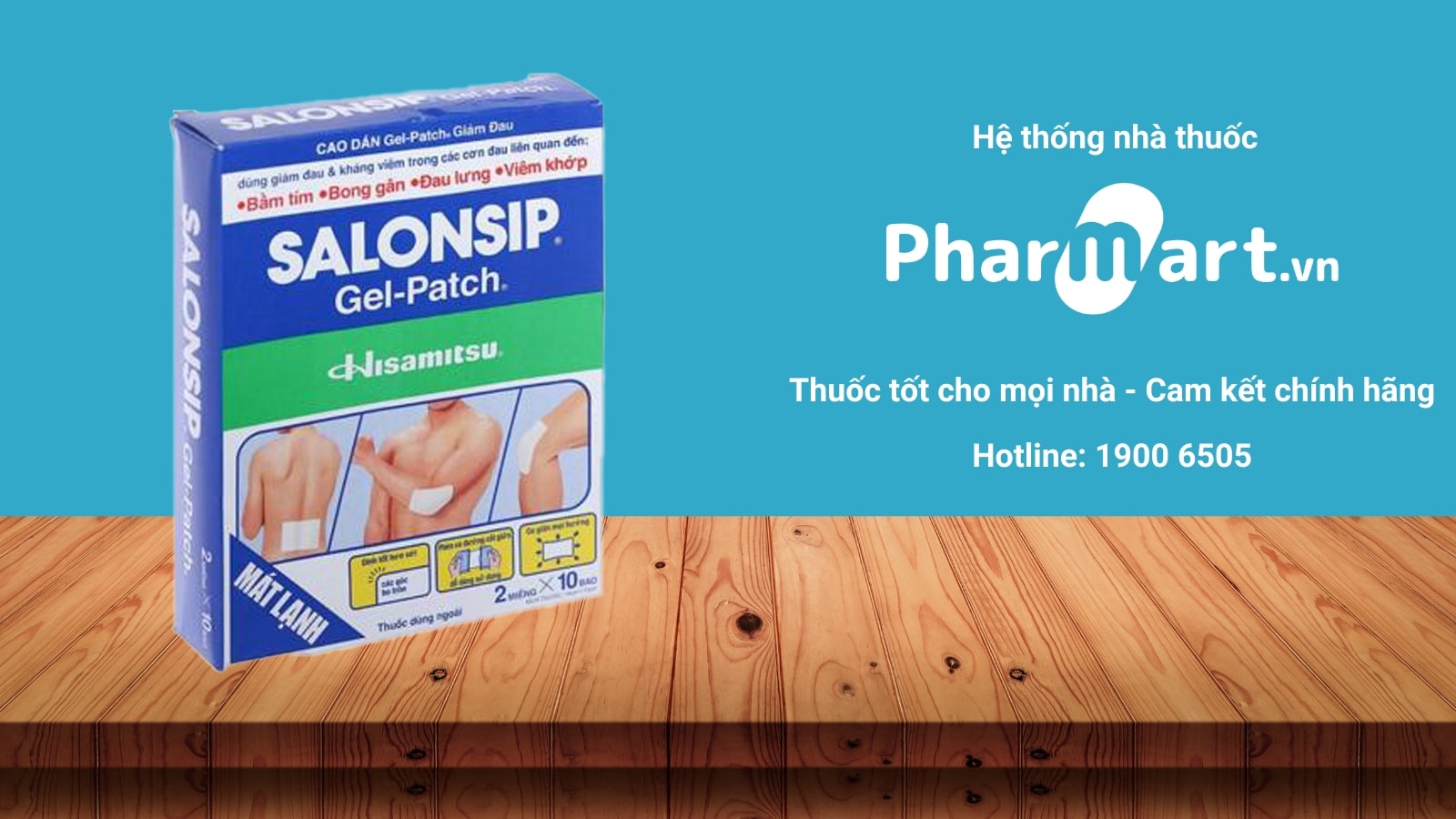 Salonsip - Miếng dán hỗ trợ giảm đau đang được bán chính hãng tại Nhà thuốc Pharmart.vn