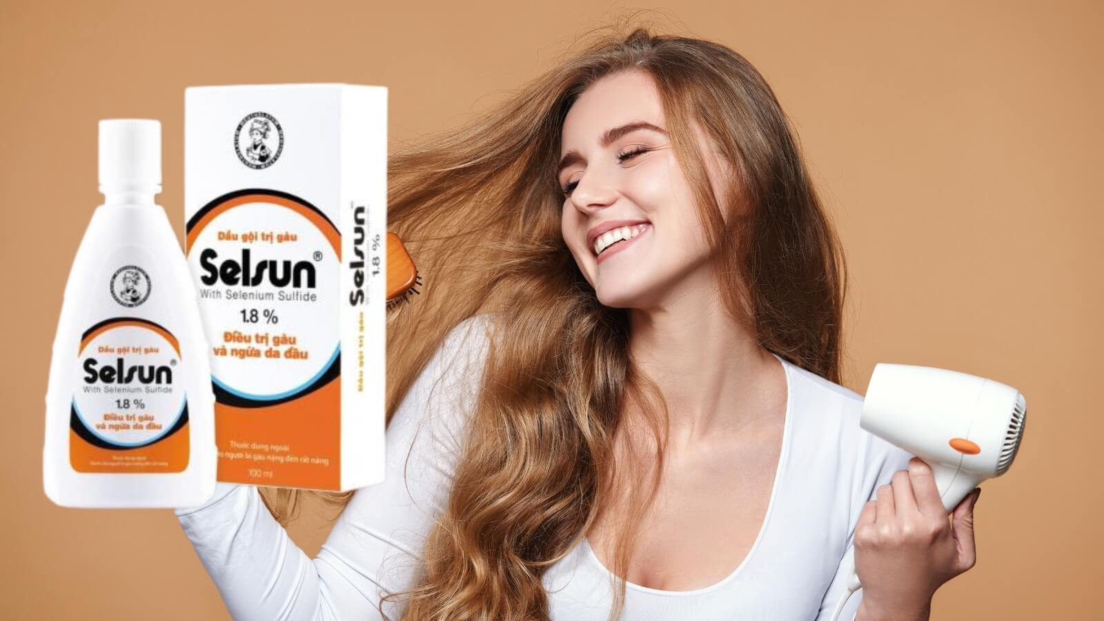 Selsun 1,8% giảm gàu, giảm ngứa mang lại mái tóc óng ả, mềm mại