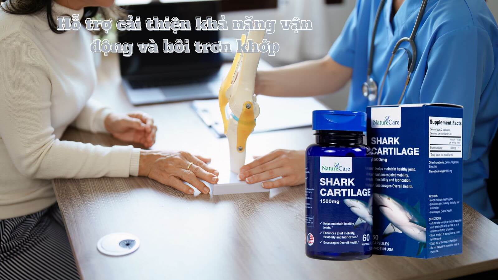 Shark Cartilage 1500mg Naturecare giúp duy trì sức khỏe xương khớp