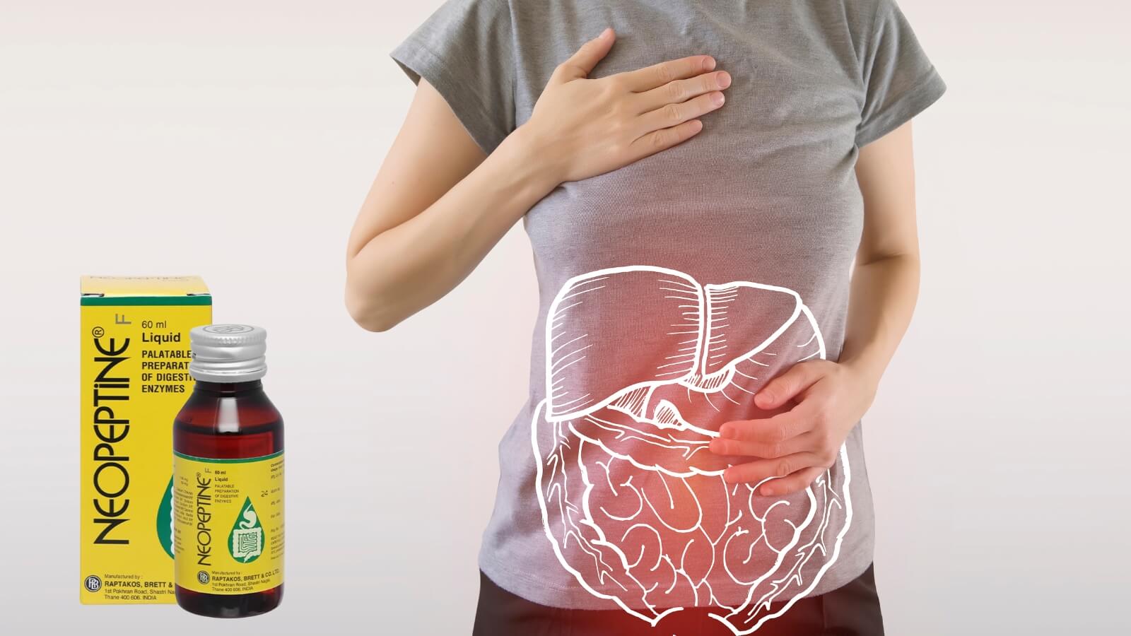 Siro NeoPeptine F Liquid hỗ trợ làm giảm các triệu chứng của rối loạn tiệu hóa
